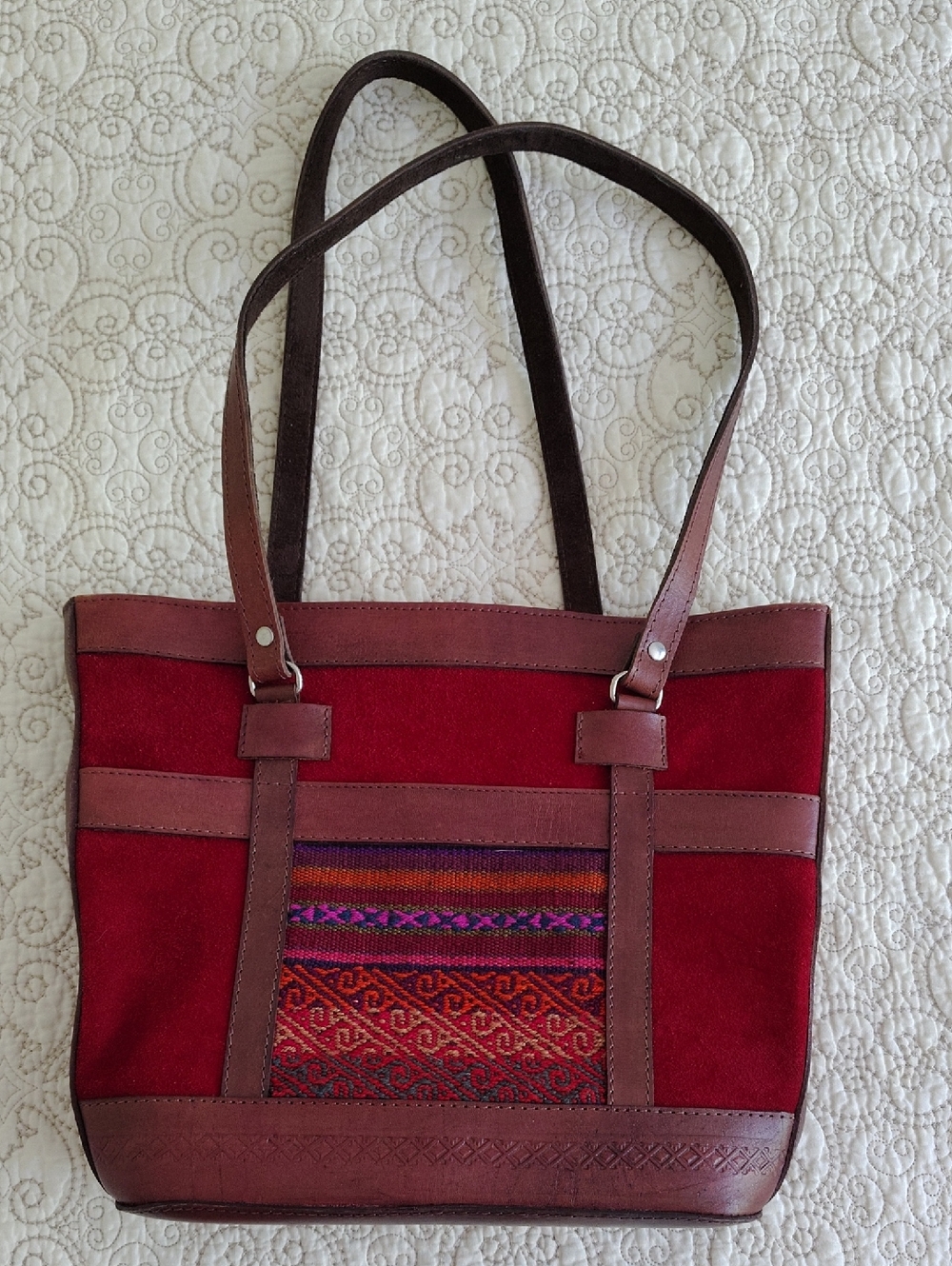Handcrafted Bolivian‎ Brown Leather Shoulder Bag Boho Woven Artisan Fair Trade